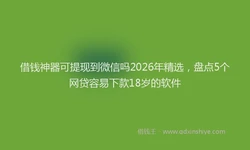 借钱神器可提现到微信吗2026年精选，盘点5个网贷容易下款18岁的软件