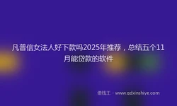 凡普信女法人好下款吗2025年推荐，总结五个11月能贷款的软件