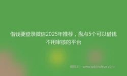 借钱要登录微信2025年推荐，盘点5个可以借钱不用审核的平台