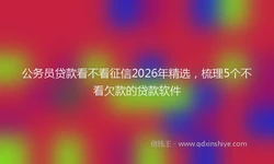 公务员贷款看不看征信2026年精选，梳理5个不看欠款的贷款软件