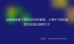出钱易容易下款吗2026年推荐，分享5个轻松借款无征信记录的口子
