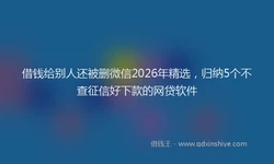 借钱给别人还被删微信2026年精选，归纳5个不查征信好下款的网贷软件