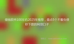 借钱软件100左右2025年推荐，盘点5个不看负债秒下款的网贷口子