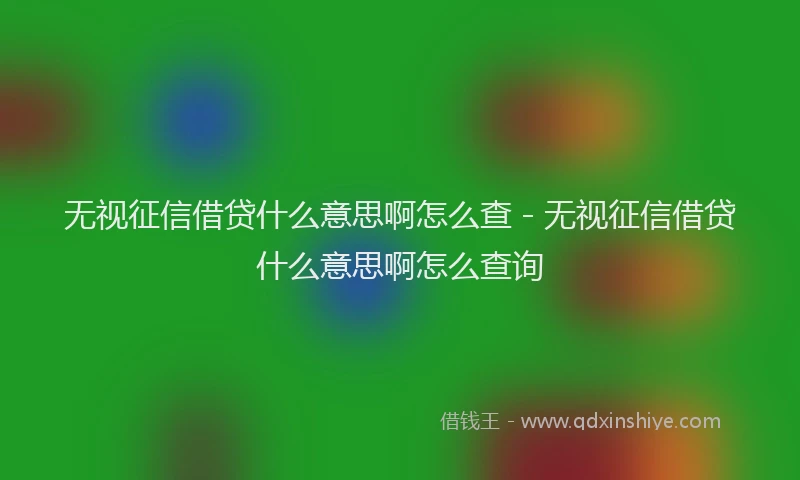 无视征信借贷什么意思啊怎么查 - 无视征信借贷什么意思啊怎么查询