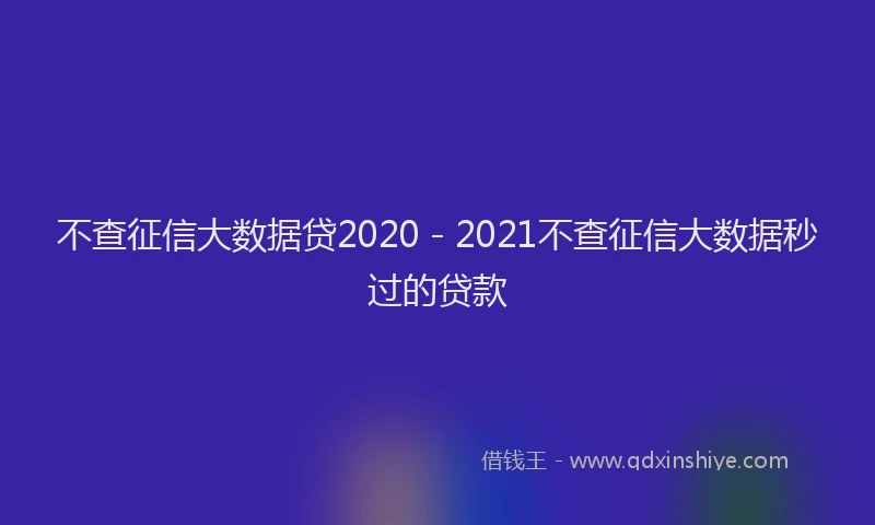不查征信大数据贷2020 - 2021不查征信大数据秒过的贷款