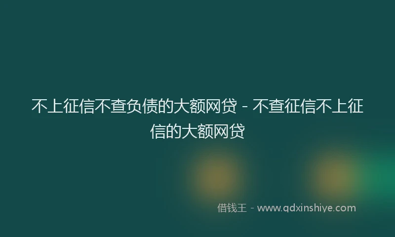 不上征信不查负债的大额网贷 - 不查征信不上征信的大额网贷