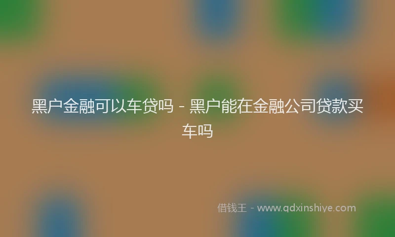 黑户金融可以车贷吗 - 黑户能在金融公司贷款买车吗