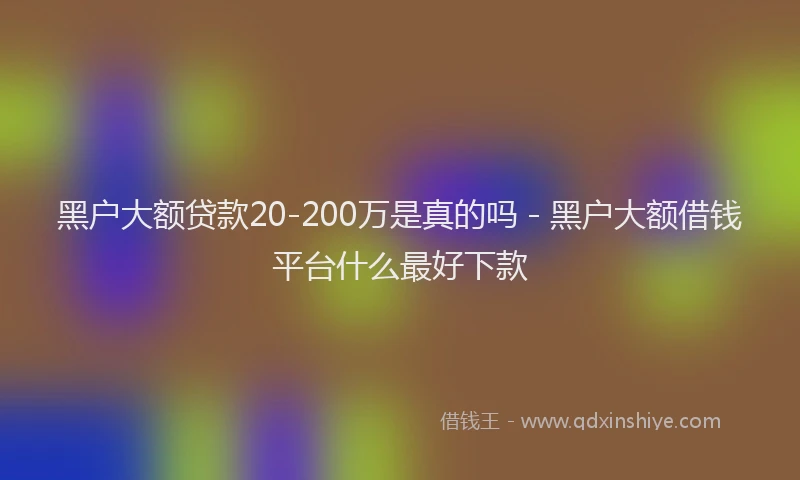 黑户大额贷款20-200万是真的吗 - 黑户大额借钱平台什么最好下款