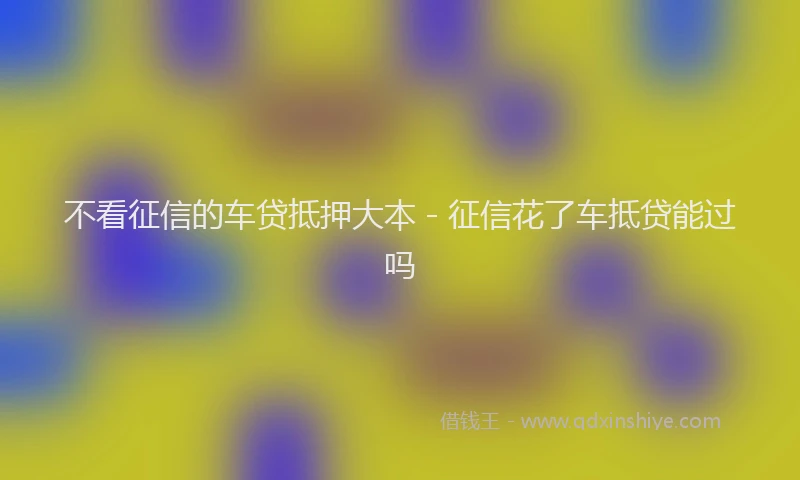 不看征信的车贷抵押大本 - 征信花了车抵贷能过吗