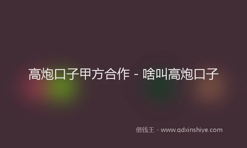 高炮口子甲方合作 - 啥叫高炮口子