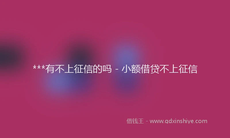 ***有不上征信的吗 - 小额借贷不上征信