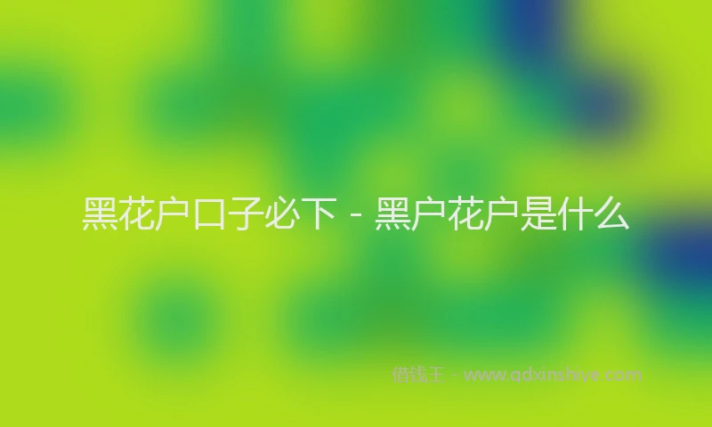 黑花户口子必下 - 黑户花户是什么