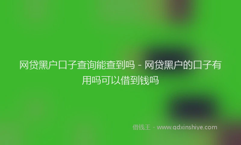 网贷黑户口子查询能查到吗 - 网贷黑户的口子有用吗可以借到钱吗