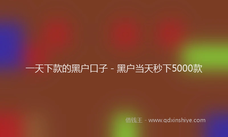 一天下款的黑户口子 - 黑户当天秒下5000款