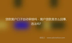 贷款黑户口子自动审核吗 - 黑户贷款是怎么回事,违法吗?