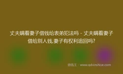 丈夫瞒着妻子借钱给表弟犯法吗 - 丈夫瞒着妻子借给别人钱,妻子有权利追回吗?