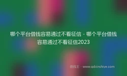 哪个平台借钱容易通过不看征信 - 哪个平台借钱容易通过不看征信2023