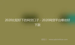 2020比较好下的网贷口子 - 2020网贷平台哪些好下款