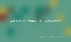 放水下款论坛交流群2025 - 放水贷款平台