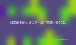 肯定能下的小贷口子 - 能下款的小贷2021
