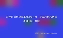 无视征信秒放款8000怎么办 - 无视征信秒放款8000怎么办理