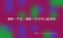 借款一千元 - 借款一千元可以起诉吗