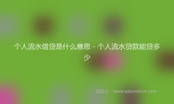 个人流水借贷是什么意思 - 个人流水贷款能贷多少