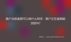 黑户当前逾期可以做什么网贷 - 黑户正在逾期能贷款吗?