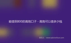 能借到800的高炮口子 - 高炮可以借多少钱