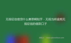 无视征信借贷什么意思啊知乎 - 无视当前逾期无视征信的借款口子
