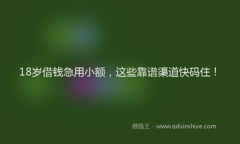 18岁借钱急用小额，这些靠谱渠道快码住！
