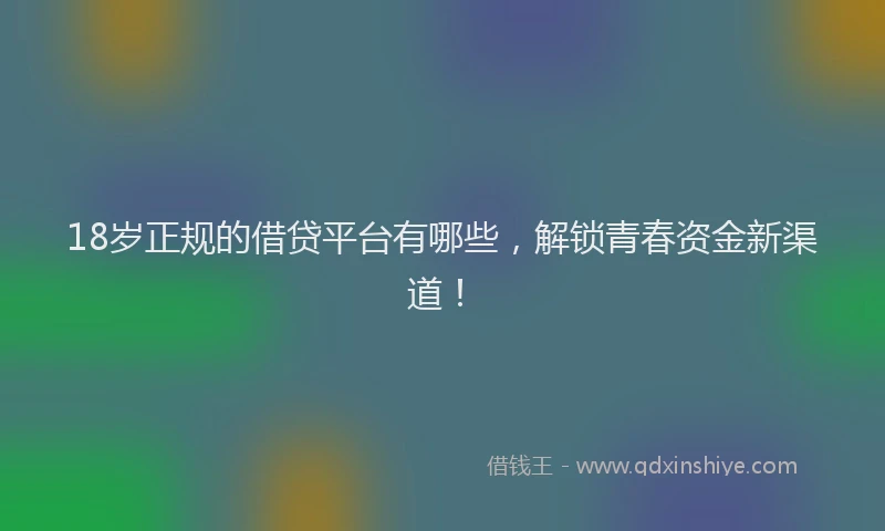 18岁正规的借贷平台有哪些，解锁青春资金新渠道！