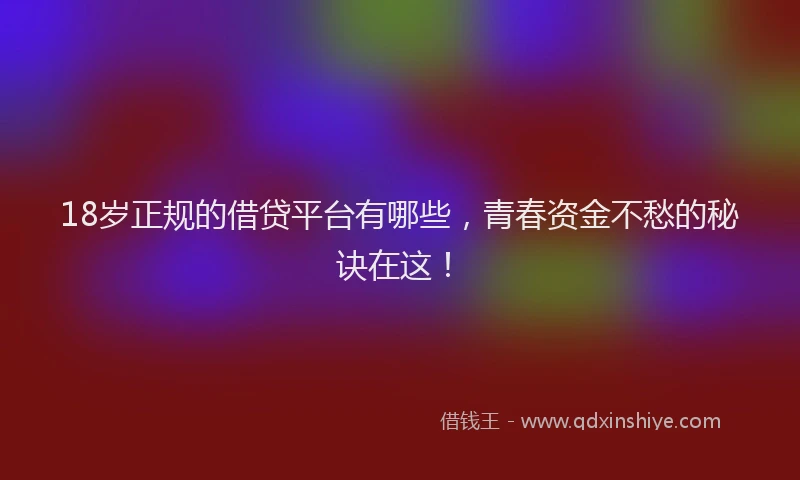 18岁正规的借贷平台有哪些，青春资金不愁的秘诀在这！