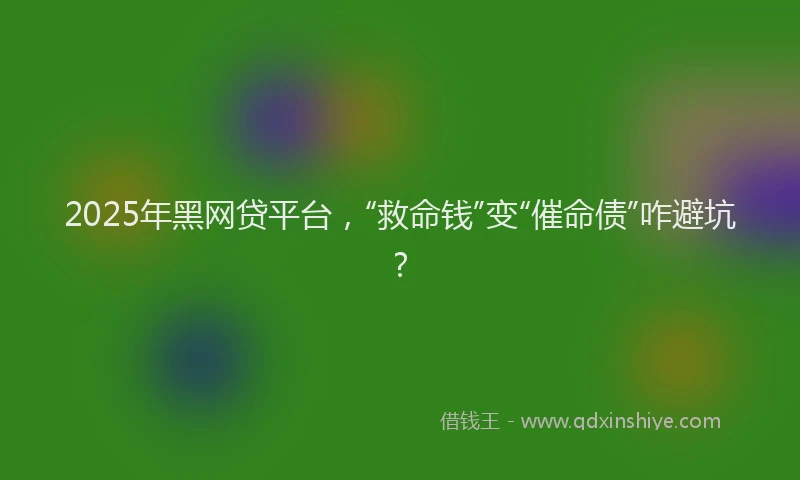 2025年黑网贷平台，“救命钱”变“催命债”咋避坑？