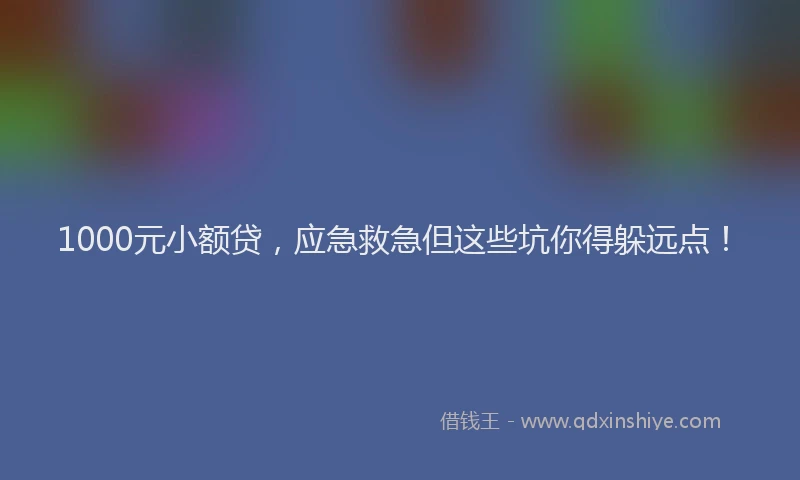 1000元小额贷，应急救急但这些坑你得躲远点！