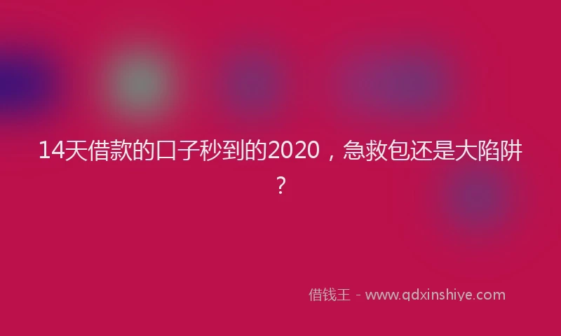 14天借款的口子秒到的2020,急救包还是大陷阱?