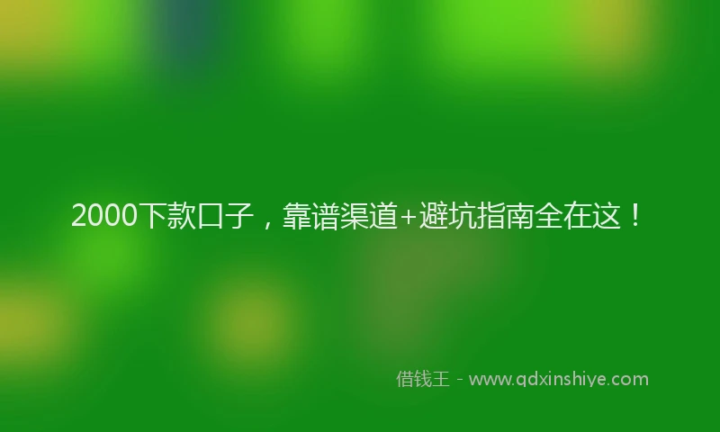 2000下款口子，靠谱渠道+避坑指南全在这！