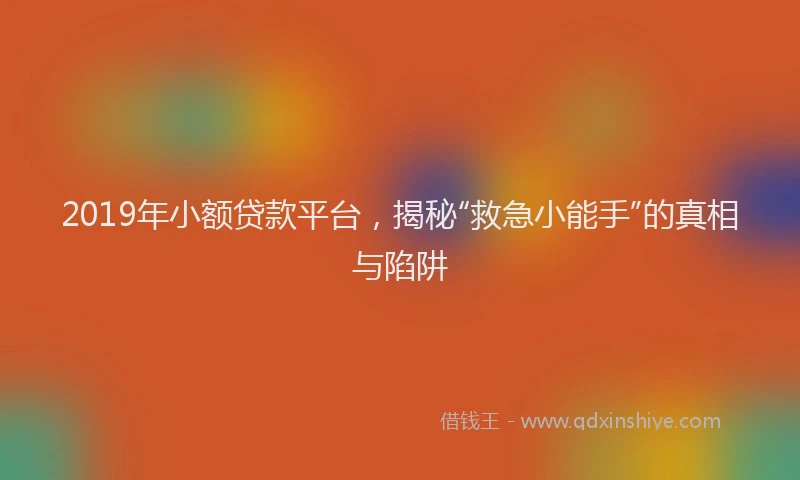 2019年小额贷款平台，揭秘“救急小能手”的真相与陷阱