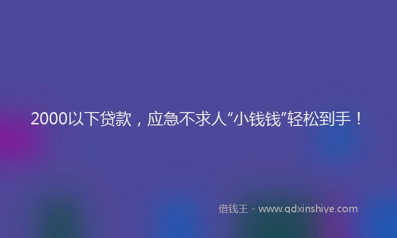 2000以下贷款，应急不求人“小钱钱”轻松到手！