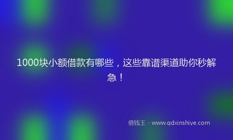 1000块小额借款有哪些，这些靠谱渠道助你秒解急！