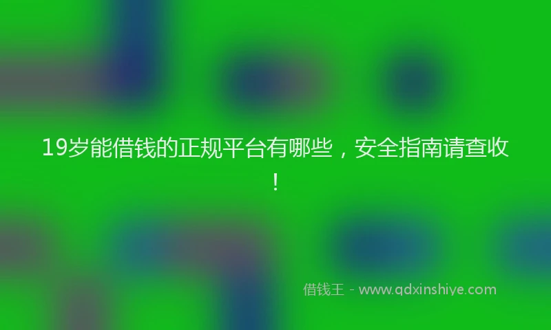 19岁能借钱的正规平台有哪些，安全指南请查收！