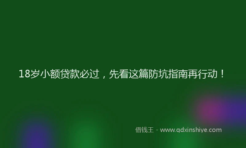 18岁小额贷款必过，先看这篇防坑指南再行动！