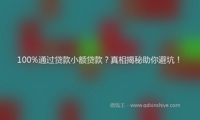 100%通过贷款小额贷款？真相揭秘助你避坑！