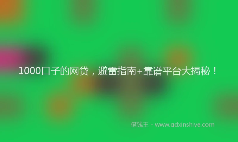 1000口子的网贷，避雷指南+靠谱平台大揭秘！