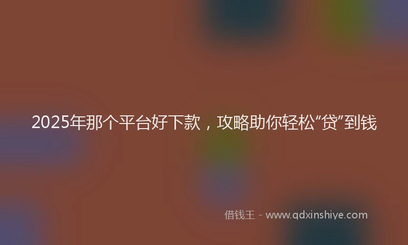 2025年那个平台好下款,攻略助你轻松“贷”到钱