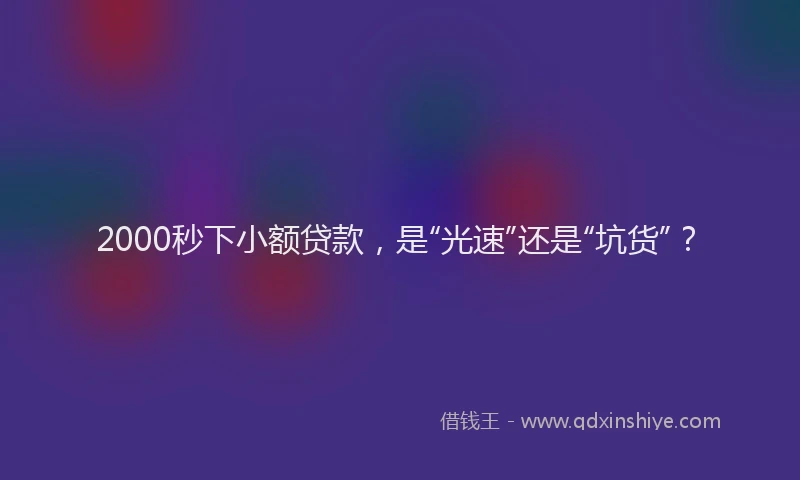 2000秒下小额贷款，是“光速”还是“坑货”？