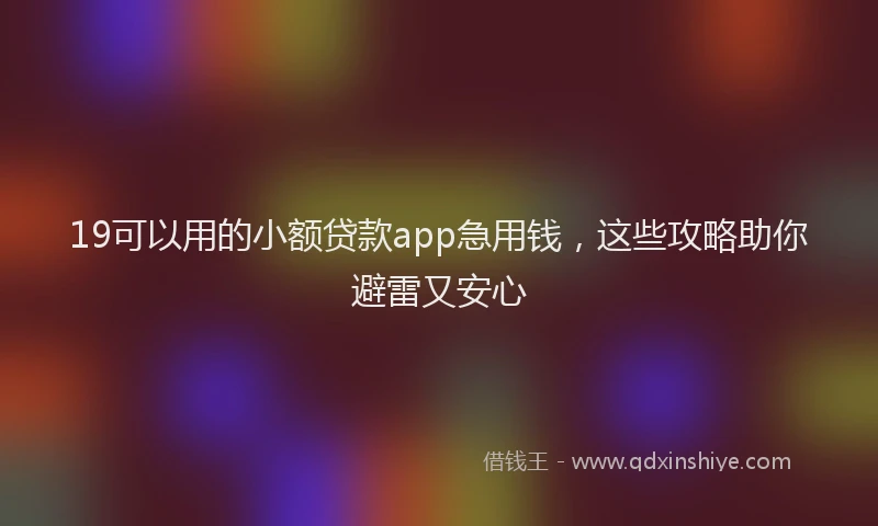 19可以用的小额贷款app急用钱，这些攻略助你避雷又安心