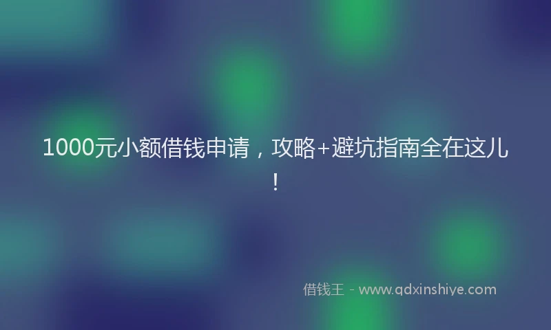 1000元小额借钱申请，攻略+避坑指南全在这儿！