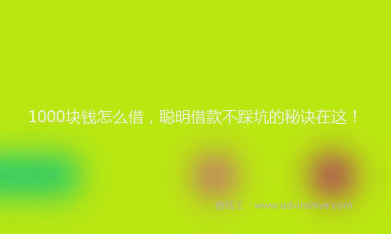 1000块钱怎么借，聪明借款不踩坑的秘诀在这！