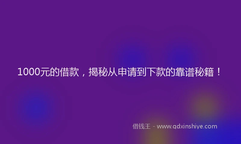 1000元的借款，揭秘从申请到下款的靠谱秘籍！